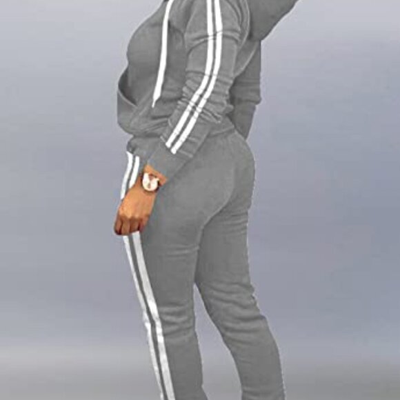 XL Full Zip Hoodie & Sweatpants Set, Polyester Spandex, Workout Loungewear - Picture 3 of 8